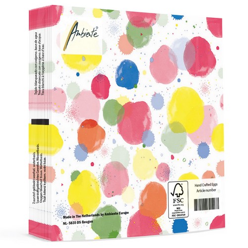 20 Servietten Splash Dots Mix - Bunte Farbtupfer 33x33cm
