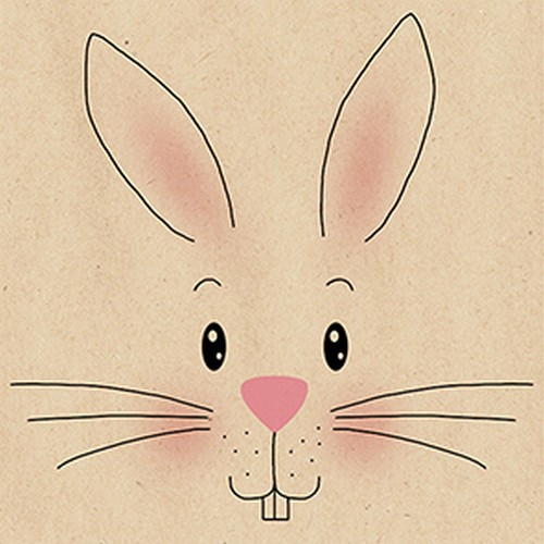20 Servietten aus Recycling-Papier White Bunny - Hasengesicht 33x33cm