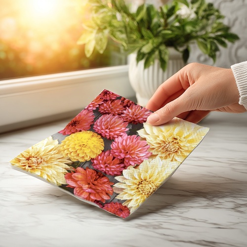 20 kleine Cocktailservietten Soft Dahlias - Feine Dahlien 25x25cm