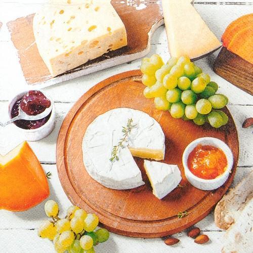20 Servietten Fromage - Käse und Weintrauben 33x33cm