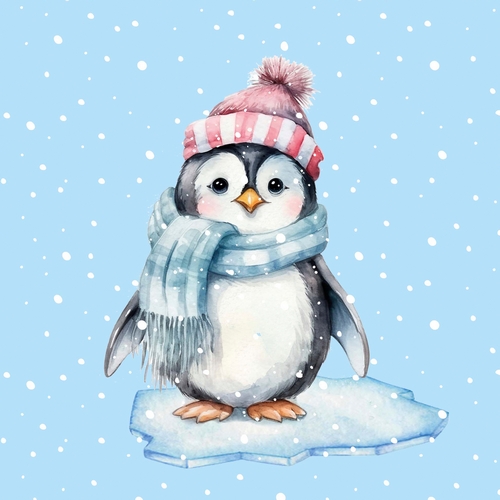 20 Servietten Pengupal - Pinguin auf Scholle 33x33cm