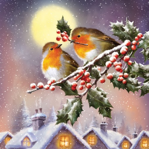 20 Servietten Birds in Moonlight - Vögel im Mondlicht 33x33cm