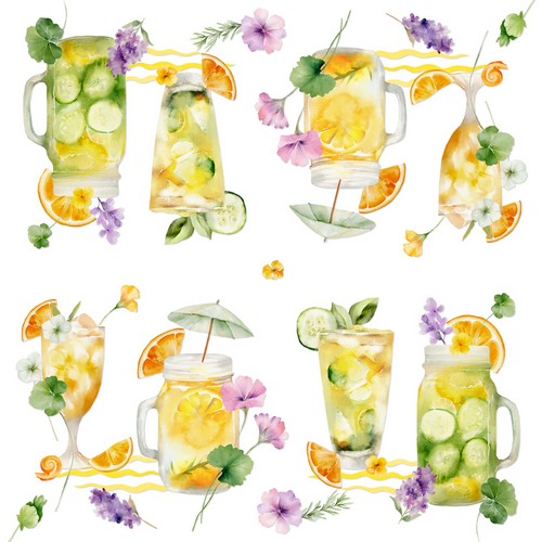 20 Servietten Lemonade - Frische Sommerlimonade 33x33cm