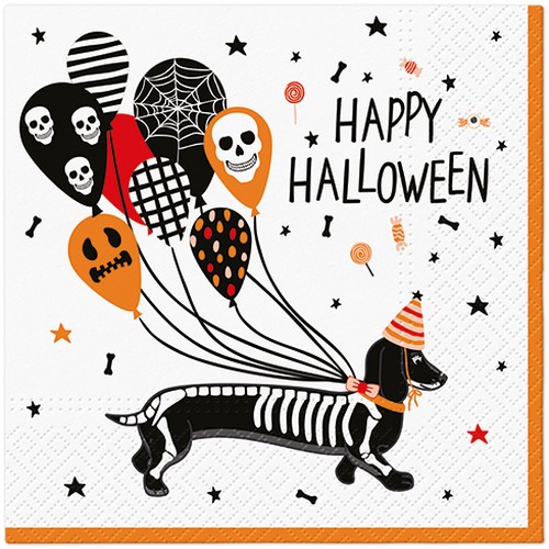 20 Servietten Spooky Dachshund - Halloween-Dackel 33x33cm