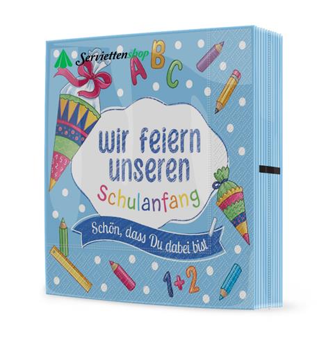 20 Servietten Unser Schulanfang blau 33x33cm