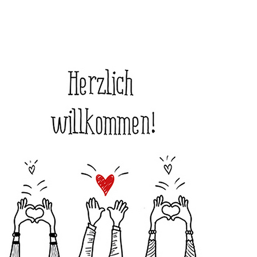 20 kleine Cocktailservietten Willkommen Herz - Willkommen mit Liebe 25x25cm