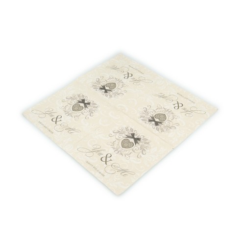 16 Servietten geprägt You and Me cream-taupe 33x33cm