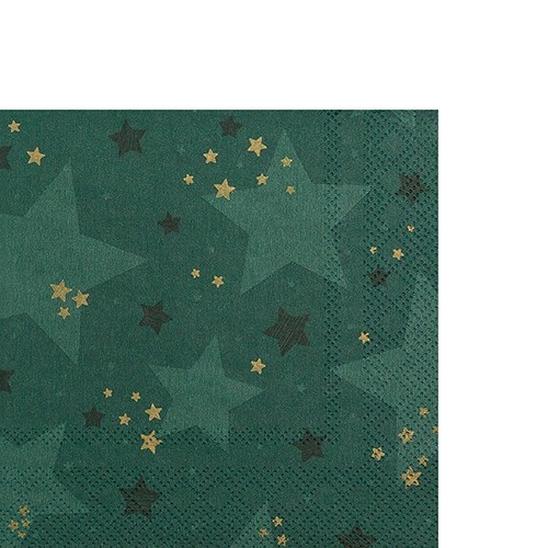 20 kleine Cocktailservietten Starshine green - Sternenglanz grün 25x25cm