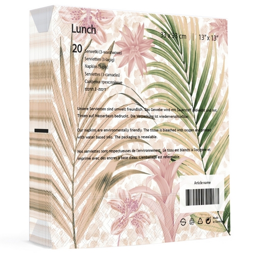 20 Servietten Wild palms - Wilde Palmenblätter 33x33cm