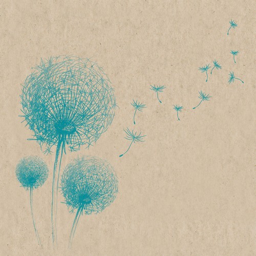 25 Servietten nachhaltig Fly away - Fliegende Löwenzahnblüten 33x33cm
