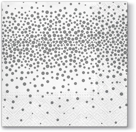 RP 20 Servietten Confetti silver - Konfetti silber 33x33cm