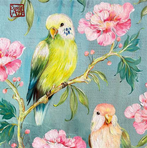 20 Servietten Perruches - Vögel im bunten Paradies 33x33cm