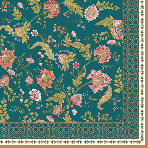 20 Servietten Magie D´orient - Folk Blumenmuster grün 33x33cm