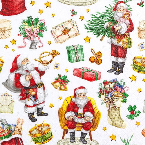 20 Servietten Nostalgia - Santa in nostalgischen Szenen 33x33cm