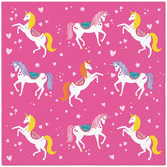 20 Servietten Unicorn Pattern - Überall Einhörner 33x33cm