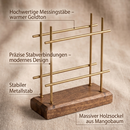 Serviettenhalter Standing Figure gold - Moderne Stäbe gold für alle Serviettengrößen, aus Holz, 15x17,5cm