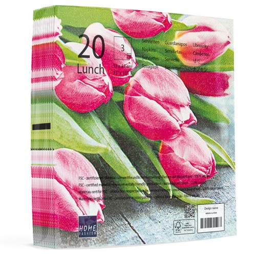 20 Servietten Pink tulips - Pinkfarbene Tulpen 33x33cm