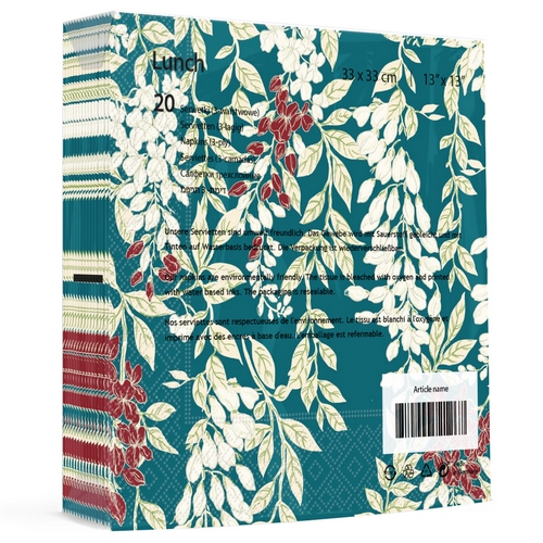 20 Servietten Wisteria teal - Wisteria auf grün 33x33cm