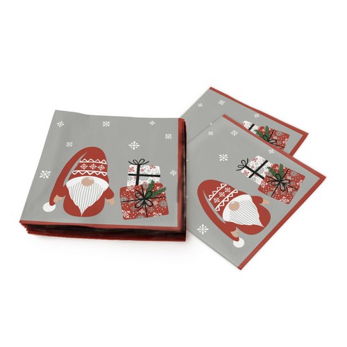 20 Servietten Gnome with Gifts - Zwerg an Geschenke 33x33cm
