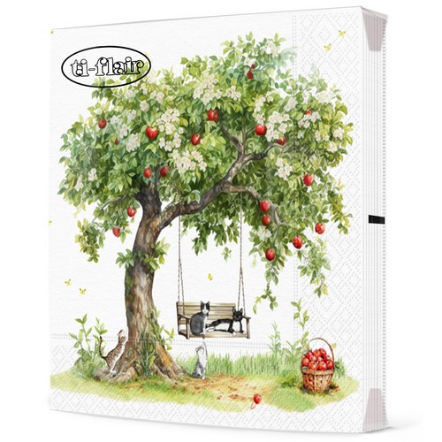 20 Servietten Feline Summer - Katzen am Apfelbaum 33x33cm