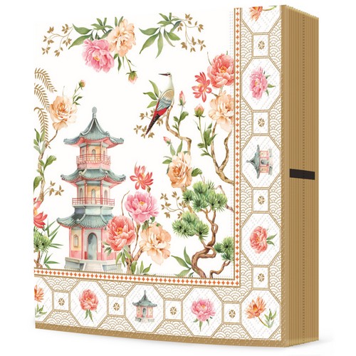 20 Servietten Jardins d´orient - Blumen um asiatischen Palast 33x33cm