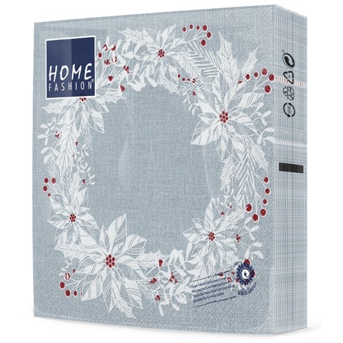 20 Servietten Scandi Wreath - Weißer Kranz mit Beeren 33x33cm