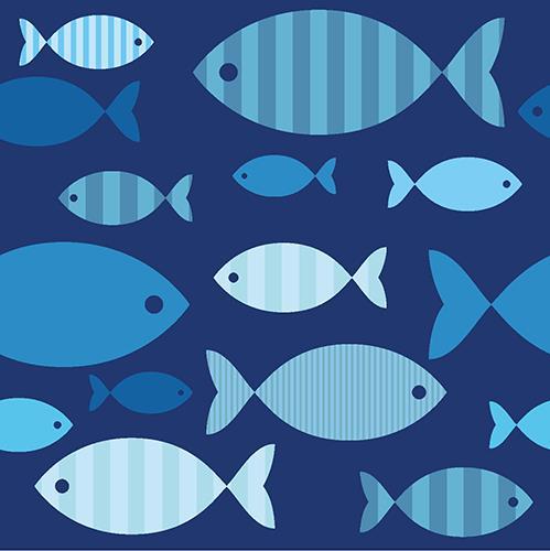 20 Servietten Blue Fish - Fische auf blau 33x33cm