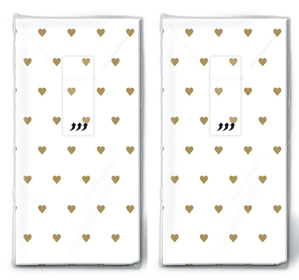2x 10 Taschentücher Petits coeurs gold - Kleine Herzen gold