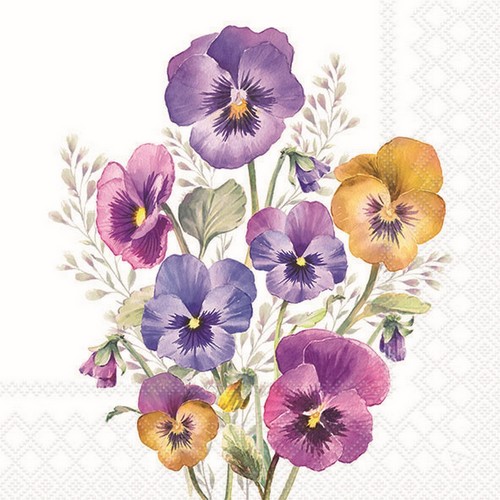 20 Servietten Pansies - Stiefmütterchen in prächtigen Farben 33x33cm