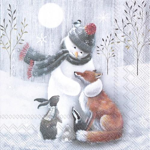 20 Servietten Frosty Hug - Schneemann umarmt alle 33x33cm