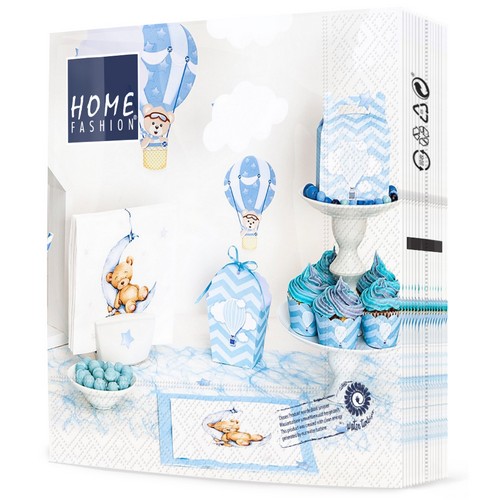 20 Servietten Leon - Teddy im Mond blau 33x33cm