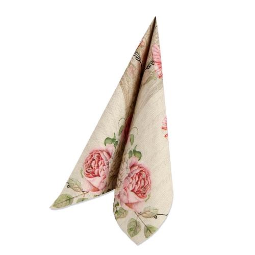 20 Servietten Roundel of Roses - Schmetterlinge im Rosenkranz 33x33cm