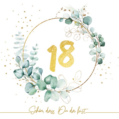 20 Servietten Eucalyptus Golden 18 - Goldene 18 33x33cm