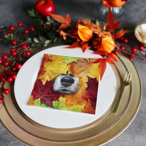 20 Servietten Furry leaf - Hund im Herbstlaub 33x33cm