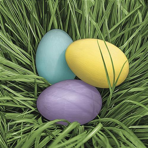 20 Servietten Pastel Eggs in Grass - Ostereier im Gras 33x33cm