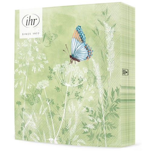 20 Servietten Daydream green - Schmetterling in grüner Natur 33x33cm