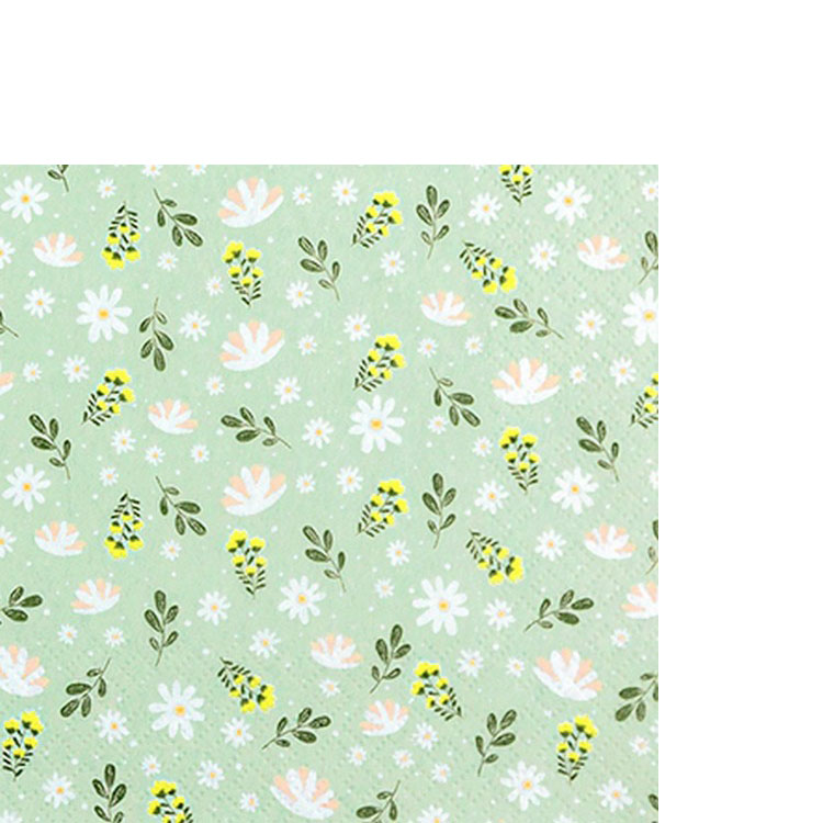 20 kleine Cocktailservietten Petites Fleurs mint - Zierliche Blüten mint 25x25cm