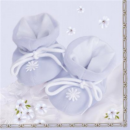 20 Servietten Little Blue Shoes - Kuschlige Schuhe blau 33x33cm