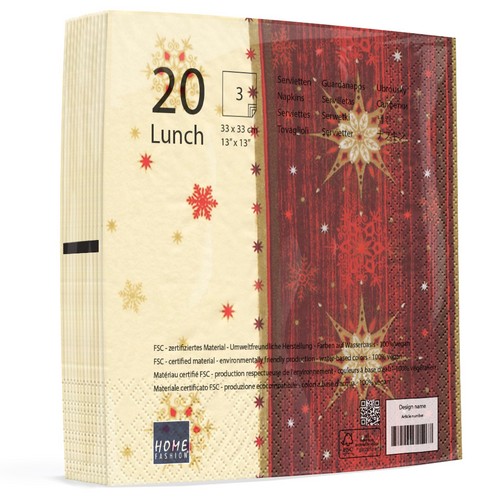 20 Servietten Estrella bordeaux - Sterne & Kristalle bordeaux 33x33cm