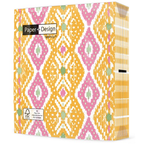 20 Servietten Nomade weave yellow - Ikat-Streifen 33x33cm