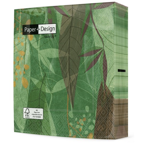 20 Servietten Emerald autumn - Moderne Zusammenstellung an Blätter 33x33cm
