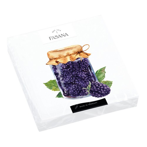 20 Servietten Happy with Blackberry - Brombeeren im Glas 33x33cm