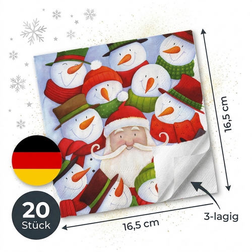 20 Servietten Santas Circle - Santa im Schneemann-Kreis 33x33cm