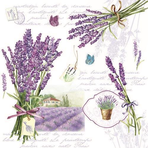20 Servietten Bouquet de Lavande - Lavendel in der Natur 33x33cm