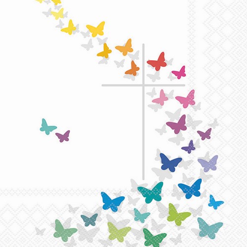 20 Servietten Communion Butterflies - Schmetterlinge am Kreuz 33x33cm