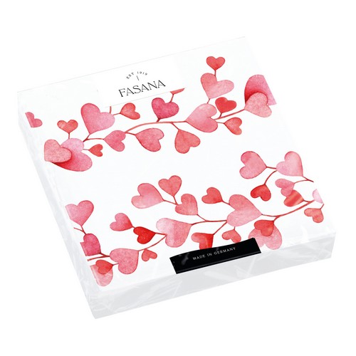 20 Servietten Red Hearts Pattern - Verbundene rote Herzen 33x33cm