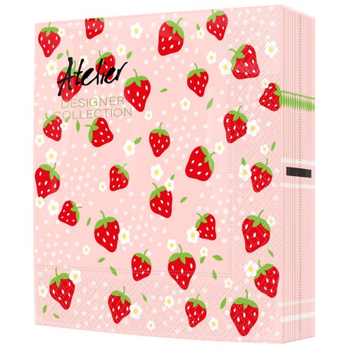 20 Servietten Strawberries - Lustiges Erdbeermuster 33x33cm