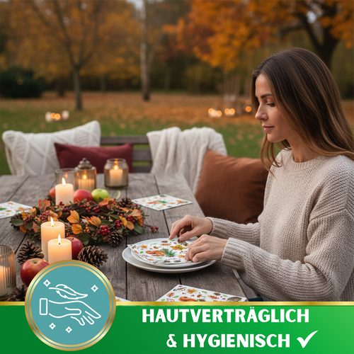 20 Servietten Autumn Moments - Herbstliche Blätter und Tiere  33x33cm