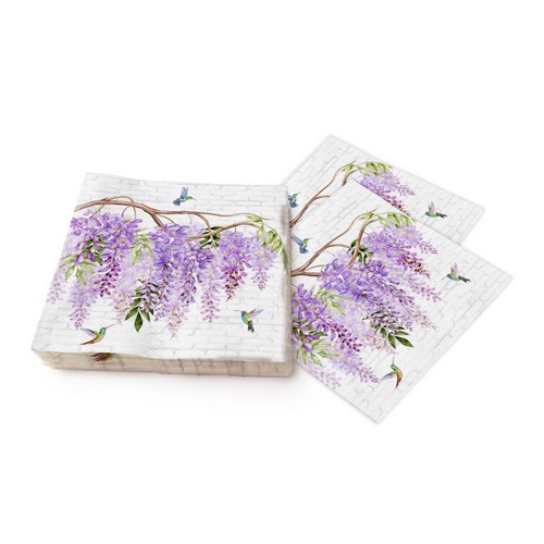20 Servietten Wisteria & Hummingbirds - Kolibris an Wisteria 33x33cm