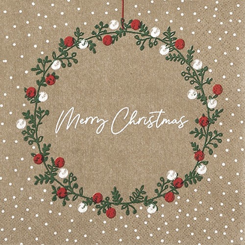20 Servietten A Christmas Wish - Merry Christmas im Weihnachtskranz 33x33cm